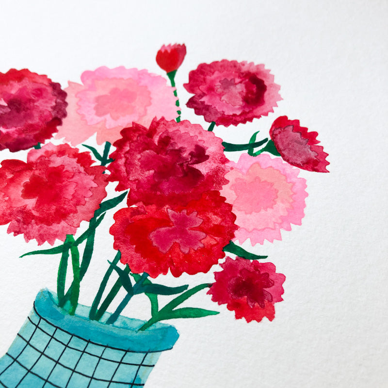 Carnations Original Painting - 9"x12"
